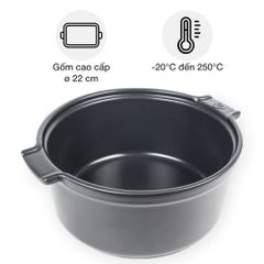 Khuôn Nướng Gốm Peugeot Appolia 60770 22cm - Màu Đen, Chất Liệu An Toàn, Thích Hợp Cho Bánh Nướng và Món Ăn Ngọt, Chịu Nhiệt -18 đến 250°C