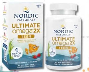 Viên dầu cá Omega 2X teen Nordic cải thiện trí nhớ cho trẻ 12t 60 viên, Mỹ