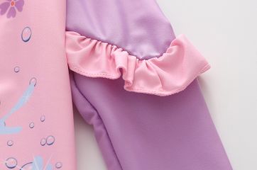 Set đồ bơi 2 chi tiết cho bé gái - Áo dài tay và quần dài nàng tiên cá tím dễ thương, chống nắng UPF50+ - Tặng bọc điện thoại chống nước