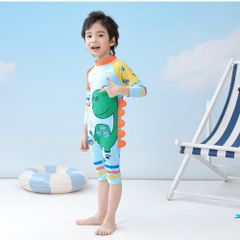 Đồ Bơi Liền Thân Cho Bé Hình Khủng Long Xanh Dương - Thiết Kế Ngộ Nghĩnh Có Mũ, Chống Nắng, Chất Liệu Siêu Mềm Mịn