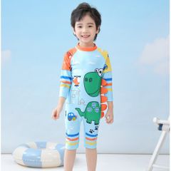 Đồ Bơi Liền Thân Cho Bé Hình Khủng Long Xanh Dương - Thiết Kế Ngộ Nghĩnh Có Mũ, Chống Nắng, Chất Liệu Siêu Mềm Mịn