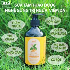 Sữa tắm thảo mộc nghệ gừng 500ml - Giảm ngứa, trị mụn lưng, chăm sóc da ẩm mượt, kháng khuẩn tự nhiên, phù hợp cho mọi lứa tuổi.