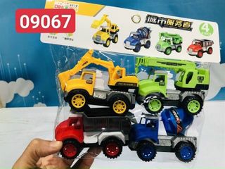Bộ Đồ Chơi 4 Xe Ô Tô Chạy Bằng Đà - Công Trường Xây Dựng Dành Cho Trẻ Em Từ 3 Tuổi, An Toàn, Giáo Dục, Giải Trí