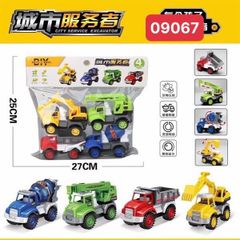 Bộ Đồ Chơi 4 Xe Ô Tô Chạy Bằng Đà - Công Trường Xây Dựng Dành Cho Trẻ Em Từ 3 Tuổi, An Toàn, Giáo Dục, Giải Trí