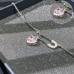Dây chuyền đính đá trái tim lấp lánh - Chất liệu Titanium không đen rỉ xuống màu