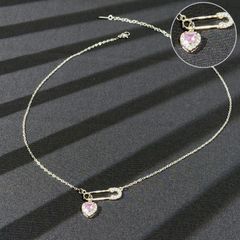 Dây chuyền đính đá trái tim lấp lánh - Chất liệu Titanium không đen rỉ xuống màu