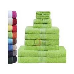 Bộ Khăn Tắm 10 Chiếc GREEN MARK - 100% Cotton Mềm Mại, Thiết Kế Sang Trọng và Chất Lượng Cao, Bao Gồm Khăn Tắm và Găng Tay Rửa Mặt