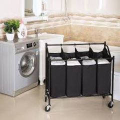 Giỏ Đựng Đồ Giặt Songmics 4 Tui - Xe Lăn Tiện Lợi Cho Gia Đình, Hỗ Trợ Phân Loại Và Tiết Kiệm Thời Gian Giặt Giũ