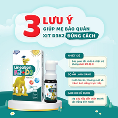 VitaD3 K2 Lineabon dạng xịt 10ml cho trẻ sơ sinh và trẻ nhỏ - Hỗ trợ hệ xương và răng, không chứa chất bảo quản