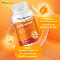 Viên Uống Kẽm và Vitamin C - AusNatures Super Immune - Đẹp Da, Tăng Đề Kháng - Lọ 60 Viên
