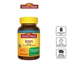 Viên uống bổ sung sắt Nature Made Iron 65mg - Hỗ trợ tạo hồng cầu, tăng cường miễn dịch - 365 viên, cho sức khỏe dẻo dai