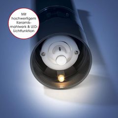 Máy xay muối tiêu GourmetMaxx - Bộ dụng cụ xay gia vị màu đen/trắng, dễ sử dụng, thiết kế thanh lịch, xay hạt thô và mịn.