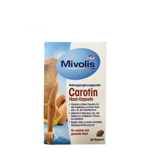 Viên Uống Chống Nắng Mivolis Carotin 60 Viên - Giúp Da Trắng Sáng, Bảo Vệ Khỏi Tia UV, Thực Phẩm Chức Năng Từ Đức