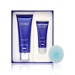 Set Sữa Rửa Mặt Giảm Mụn Ohui Clinic Science Deep Medi-Cleansing Foam - Cleanser Kiểm Soát Dầu, Phục Hồi Làn Da Sáng Khỏe 120ml + 40ml + Cọ Rửa