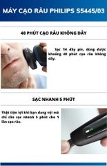 Máy Cạo Râu Philips Series 5000 S5445/03 Chính Hãng - 27 Lưỡi Dao Điện Tự Mài, Bảo Hành 24 Tháng, Bảo Đảm Sạch Sẽ Nhanh Chóng