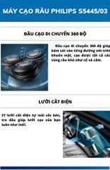 Máy Cạo Râu Philips Series 5000 S5445/03 Chính Hãng - 27 Lưỡi Dao Điện Tự Mài, Bảo Hành 24 Tháng, Bảo Đảm Sạch Sẽ Nhanh Chóng