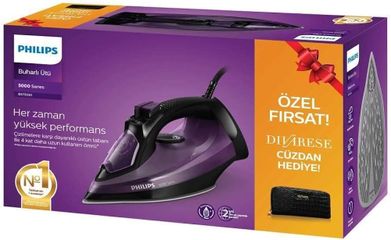 Bàn Là Hơi Nước Philips DST5030/80 Series 5000 - Công Suất 2400W, Chức Năng Hơi Nước Liên Tục, Kiểu Dáng Màu Tím/Đen