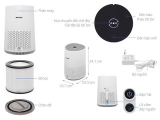Máy Lọc Không Khí Philips AC0650/10 - Công Suất 12W, Lọc Bụi PM2.5, Điều Khiển Ứng Dụng Air+, Công Nghệ VitaShield