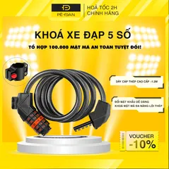 Khóa Dây Xe Đạp Lõi Thép Mật Mã 5 Số Cao Cấp Chống Trộm PÊ ĐAN SHOP