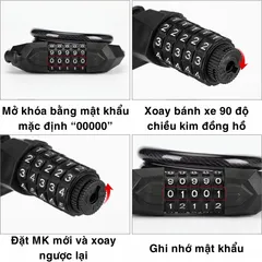 Khóa Dây Xe Đạp Lõi Thép Mật Mã 5 Số Cao Cấp Chống Trộm PÊ ĐAN SHOP