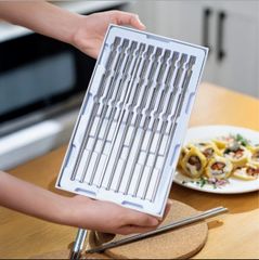 Bộ Đũa Inox 316L Haatz HCS079 (CIM316) - Set 10 Đôi Chống Trượt, Siêu Bền, An Toàn Cho Sức Khỏe, Bảo Hành 24 Tháng