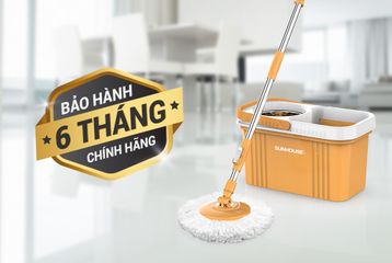 Bộ Lau Nhà Xoay 360 Độ SUNHOUSE KS-CL350PO - Thao Tác Đơn Giản, Thiết Kế Tiện Dụng, Bảo Hành 6 Tháng, Linen Microfiber Thấm Nước Tốt