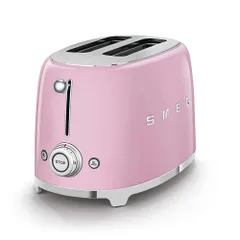 Máy Nướng Bánh Mì SMEG TSF01 - Đa Chức Năng, 2 Ngăn Lớn, Màu Hồng, Khay Inox Tháo Rời, 6 Cấp Độ Nướng, Gu Hương Bánh Tuyệt Vời