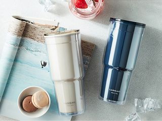 Ly Nhựa 2 Lớp Lock&Lock Double Wall Cold Cup 900ML HAP502 - Màu Xanh Navy