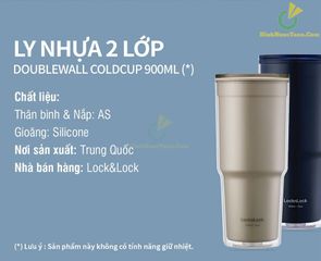 Ly Nhựa 2 Lớp Lock&Lock Double Wall Cold Cup 900ML HAP502 - Màu Xanh Navy