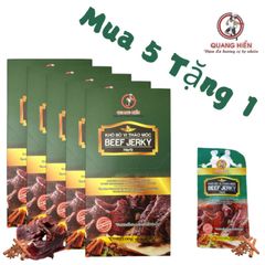 Khô Bò Thảo Mộc Quang Hiển Hộp 100g - Mua 5 Tặng 1, Thịt Bò 90%, Hương Vị Tự Nhiên Ngon Đậm Đà, Snack Dinh Dưỡng, Quà Tặng Thú Vị