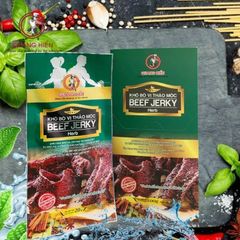 Khô Bò Thảo Mộc Quang Hiển Hộp 100g - Mua 5 Tặng 1, Thịt Bò 90%, Hương Vị Tự Nhiên Ngon Đậm Đà, Snack Dinh Dưỡng, Quà Tặng Thú Vị