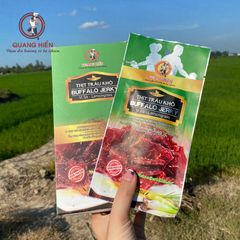 Khô Trâu Vị Sả Quang Hiển - Thịt Trâu Khô Buffalo Jerky Lemongrass Hộp 100g - Đậm Đà, Dinh Dưỡng, Snack Ngon Miệng