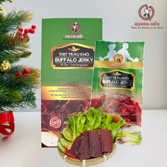 Khô Trâu Vị Sả Quang Hiển - Thịt Trâu Khô Buffalo Jerky Lemongrass Hộp 100g - Đậm Đà, Dinh Dưỡng, Snack Ngon Miệng
