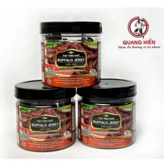 Khô Trâu Vị Ớt Hiểm Buffalo Jerky Quang Hiển - Combo 5 Hũ 100g Tặng 1 Túi 20g - Thức Ăn Vặt Cay Ngon Tự Nhiên