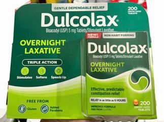Viên uống hỗ trợ táo bón Dulcolax Laxative 200 viên - Nhuận tràng, giảm táo bón nhanh chóng, nhập khẩu Mỹ