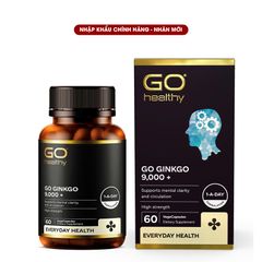 Viên uống Bổ Não Ginkgo New Zealand GO Ginkgo 9000+ 60 Viên - Hỗ Trợ Tăng Cường Trí Nhớ và Tập Trung hiệu quả