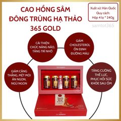 Cao Hồng Sâm Đông Trùng Hạ Thảo 365 Gold 6 Năm Tuổi Hàn Quốc - Sản Phẩm Bổ Dưỡng Từ Thiên Nhiên, Tăng Cường Sức Khỏe, Quà Tặng Sang Trọng