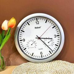 Đồng Hồ Treo Tường MEBUS Nội Địa Đức - Đơn Giản, Sang Trọng, Thời Gian, Nhiệt Độ, Độ Ẩm - Phụ Kiện Trang Trí Nhà Cửa 30cm