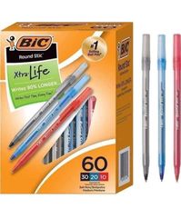 Bút Bi Bic 60 Chiếc - Dòng Bán Chạy Số 1 Tại Mỹ, Mực Trơn, Đầu Viết Êm, Hộp Mix Màu Xanh Đen