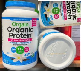 Bột Protein Hữu Cơ Orgain Organic Protein & Superfoods 1.22kg - Thực phẩm bổ sung dinh dưỡng thuần chay, hương Vani tự nhiên
