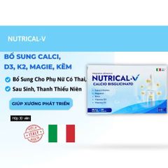 Viên Uống Nutrical V Bổ Sung Canxi Kẽm Magie & Vitamin D3 K2 Cho Phụ Nữ Có Thai & Cho Con Bú - Hộp 30 Viên
