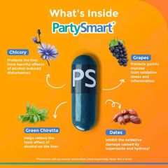 Viên Uống Giải Rượu Himalaya Party Smart - Hỗ Trợ Loại Bỏ Acetaldehyde, Giảm Cảm Giác Say Rượu, Mệt Mỏi, Nhức Đầu