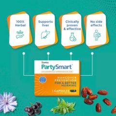 Viên Uống Giải Rượu Himalaya Party Smart - Hỗ Trợ Loại Bỏ Acetaldehyde, Giảm Cảm Giác Say Rượu, Mệt Mỏi, Nhức Đầu