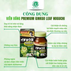 Viên uống bổ não Premium Noguchi Ginkgo Leaf Nhật Bản hỗ trợ cải thiện trí nhớ, giảm đau đầu