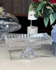 Chân bồng pha lê chữ nhật Vessen 35cm - Đồ phục vụ món tráng miệng sang trọng cho tiệc tùng và lễ hội