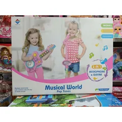 Bộ Đàn Guitar và Microphone 2in1 Có Đèn LED - Đồ Chơi Giáo Dục Âm Nhạc Sáng Tạo Dành Cho Trẻ Em Từ 3 Tuổi