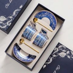 Bộ 6 Tách Trà Sang Trọng UK TEMPI - Kèm 6 Đĩa và 2 Thìa Vàng, Thiết Kế Đẳng Cấp Phù Hợp Mọi Không Gian