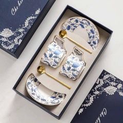 Bộ 6 Tách Trà Sang Trọng UK TEMPI - Kèm 6 Đĩa và 2 Thìa Vàng, Thiết Kế Đẳng Cấp Phù Hợp Mọi Không Gian