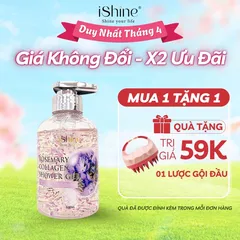 Sữa Tắm Collagen Tinh Dầu Hoa Hương Thảo 300ml - Dưỡng Ẩm, Làm Sáng Da, Thư Giãn Dịu Nhẹ, Không Chất Độc Hại, ISHINE