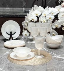Bộ 18 Món Bát Đĩa Ly Cao Cấp Viola - Thủy Tinh Chịu Nhiệt, Sang Trọng Từ Đức, Dành Cho Bàn Ăn Thêm Đẳng Cấp